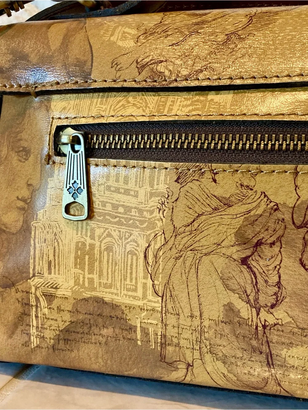 NWOT Patricia Nash Carisbrook. Leather satchel in “the Italian sketchbook” print